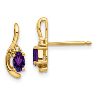 14k Amethyst and Diamond Post Earrings-XBS407