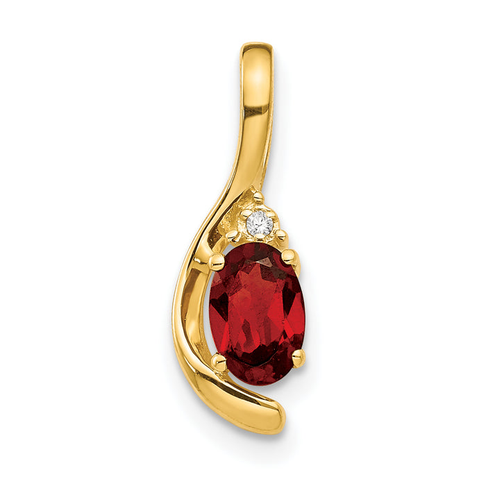 14k Garnet and Diamond Pendant-XBS408