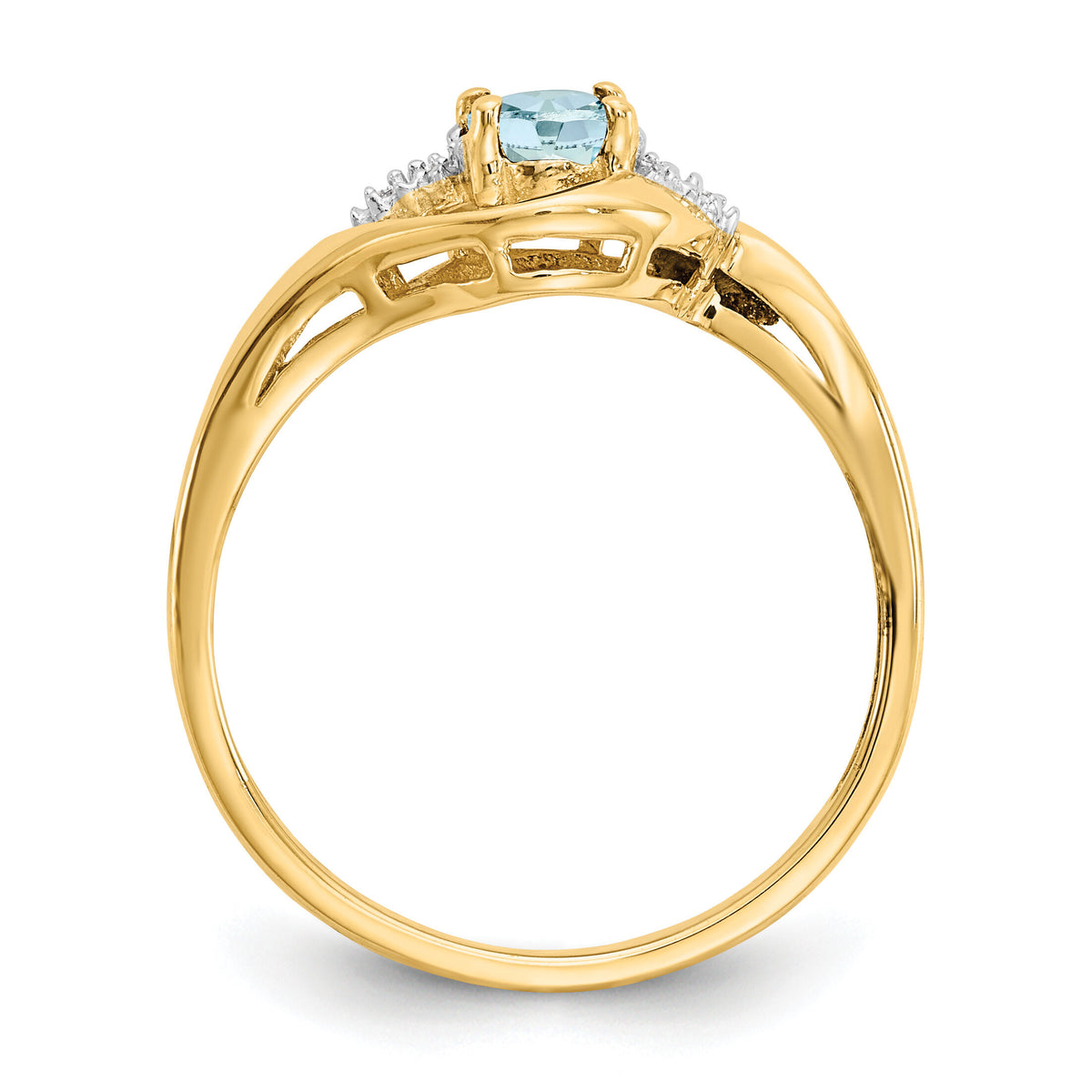 14k Aquamarine and Diamond Ring-XBS410