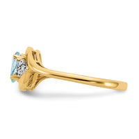 14k Aquamarine and Diamond Ring-XBS410