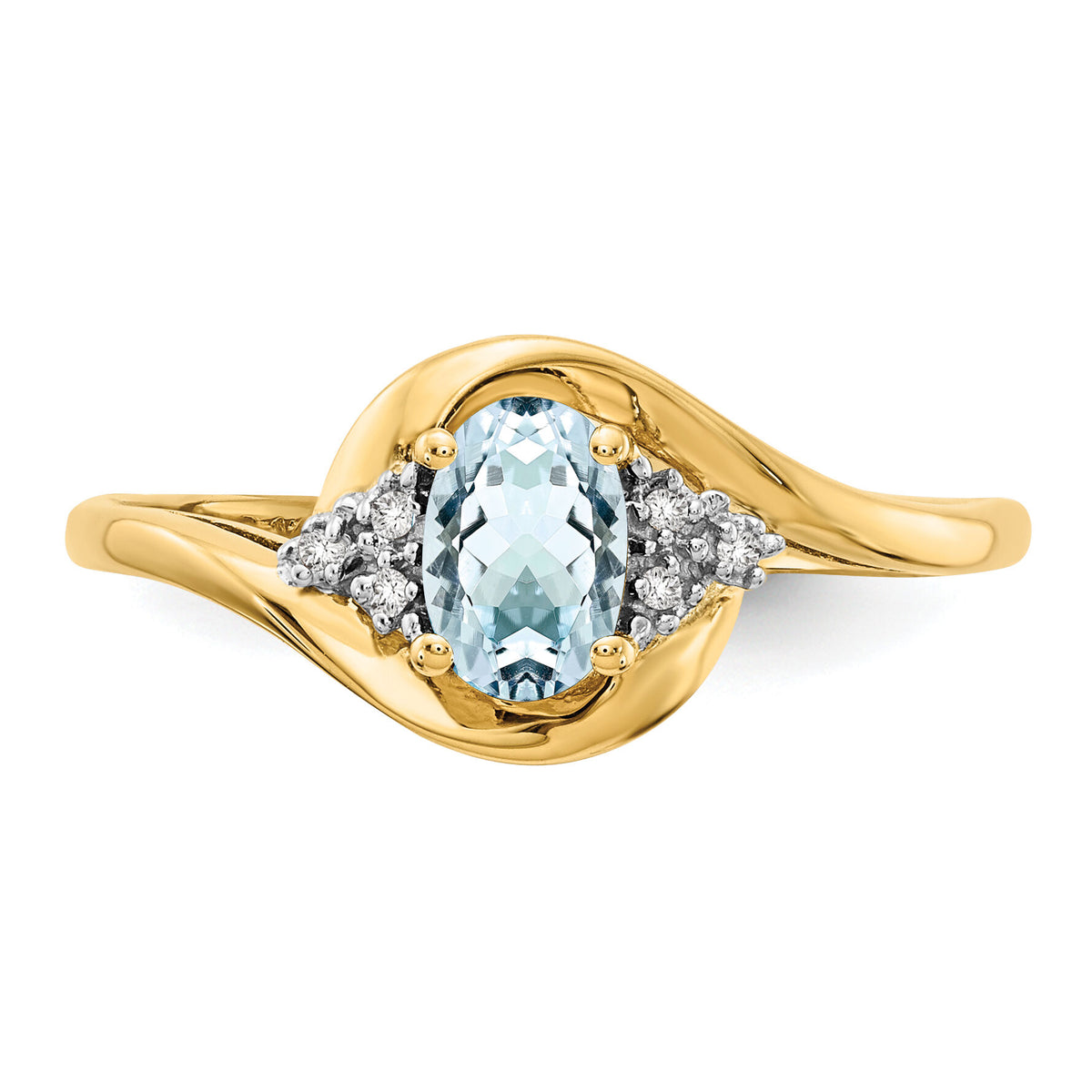 14k Aquamarine and Diamond Ring-XBS410