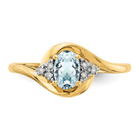14k Aquamarine and Diamond Ring-XBS410