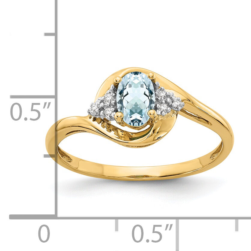 14k Aquamarine and Diamond Ring-XBS410