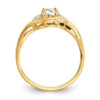 14k White Topaz and Diamond Ring-XBS411