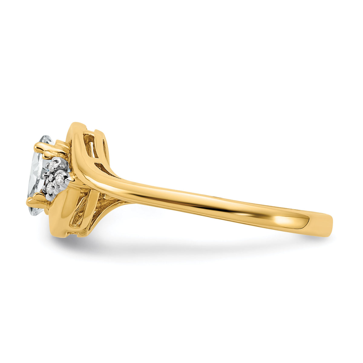 14k White Topaz and Diamond Ring-XBS411