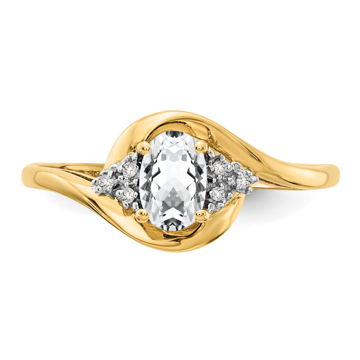 14k White Topaz and Diamond Ring-XBS411