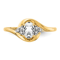 14k White Topaz and Diamond Ring-XBS411