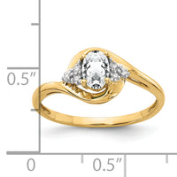 14k White Topaz and Diamond Ring-XBS411