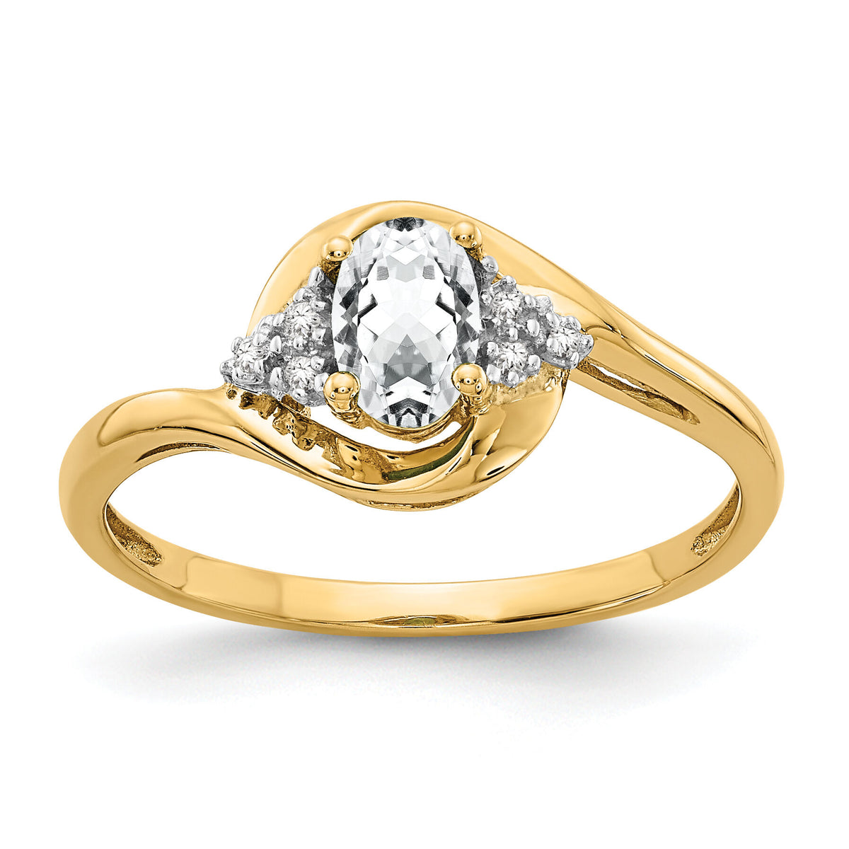 14k White Topaz and Diamond Ring-XBS411