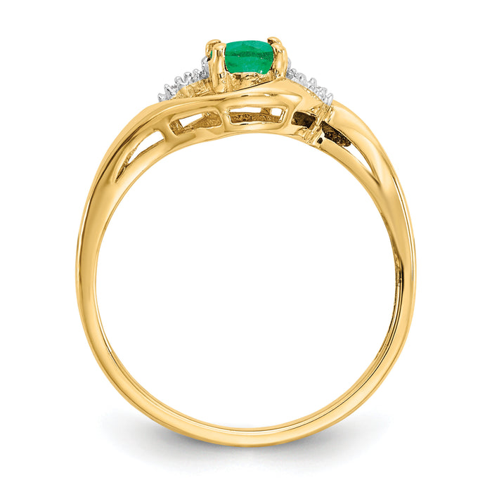 14k Emerald and Diamond Ring-XBS412