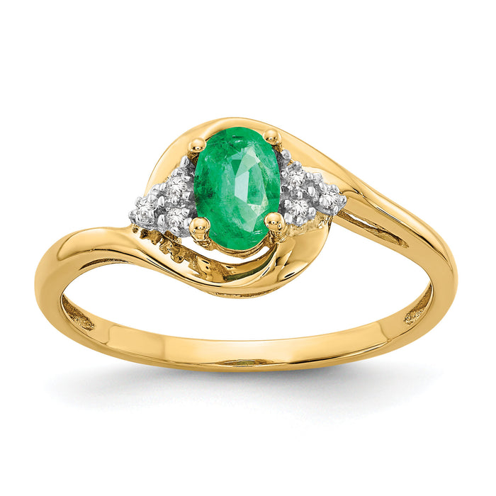 14k Emerald and Diamond Ring-XBS412