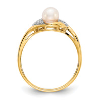14k FW Cultured Pearl and Diamond Ring-XBS413