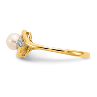 14k FW Cultured Pearl and Diamond Ring-XBS413