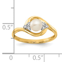 14k FW Cultured Pearl and Diamond Ring-XBS413