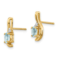 14k Aquamarine and Diamond Post Earrings-XBS415
