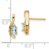 14k Aquamarine and Diamond Post Earrings-XBS415
