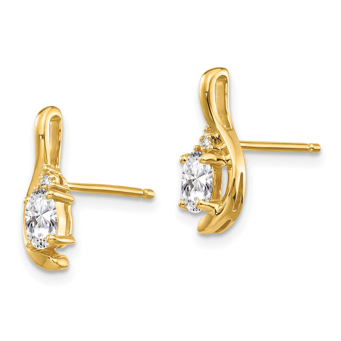 14k White Topaz and Diamond Post Earrings-XBS416