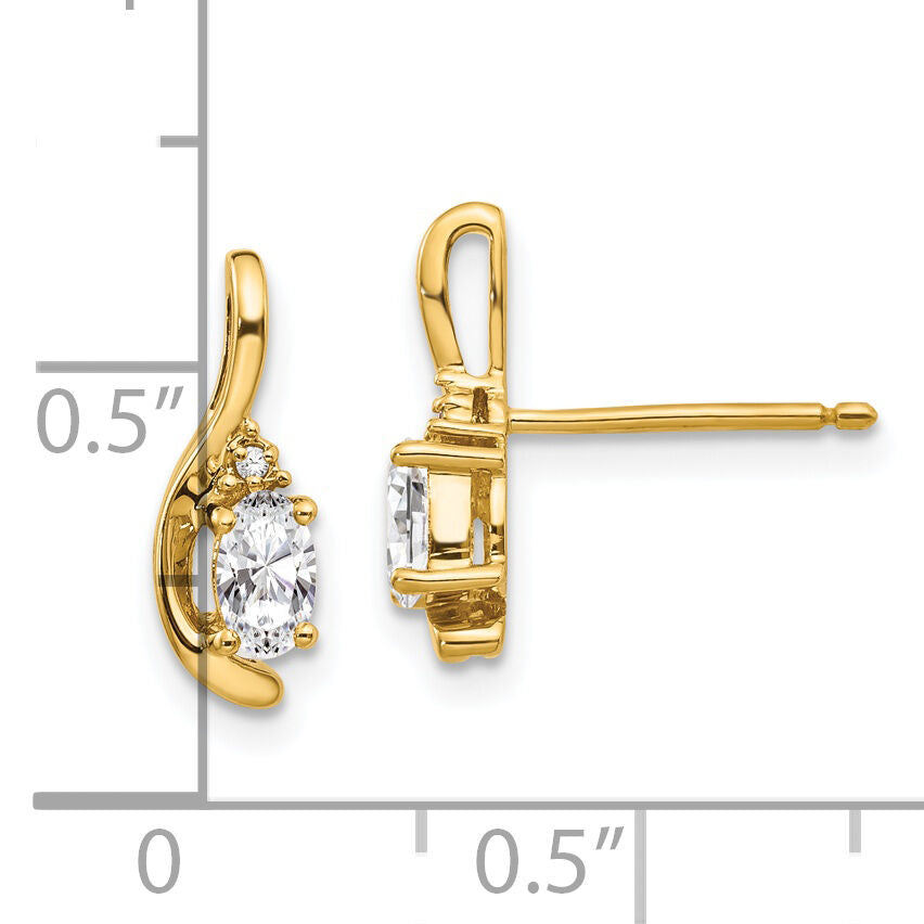 14k White Topaz and Diamond Post Earrings-XBS416