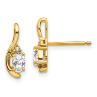 14k White Topaz and Diamond Post Earrings-XBS416
