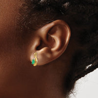 14k Emerald and Diamond Post Earrings-XBS417