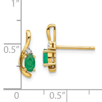 14k Emerald and Diamond Post Earrings-XBS417