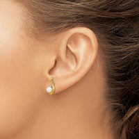 14k FW Cultured Pearl and Diamond Post Earrings-XBS418