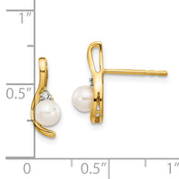 14k FW Cultured Pearl and Diamond Post Earrings-XBS418