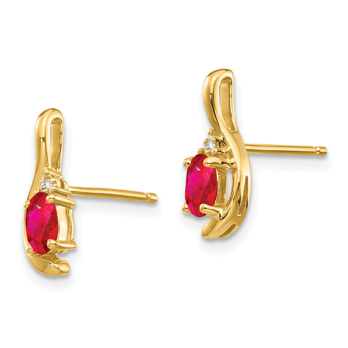 14k Ruby and Diamond Post Earrings-XBS419