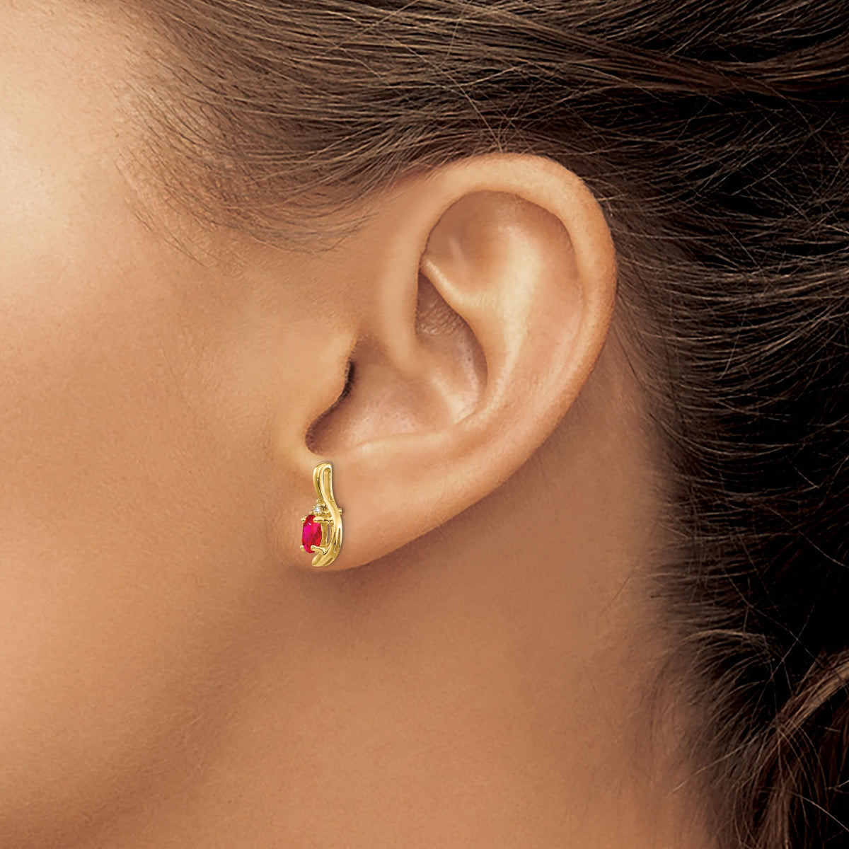 14k Ruby and Diamond Post Earrings-XBS419