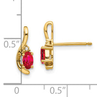 14k Ruby and Diamond Post Earrings-XBS419
