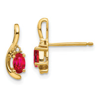 14k Ruby and Diamond Post Earrings-XBS419