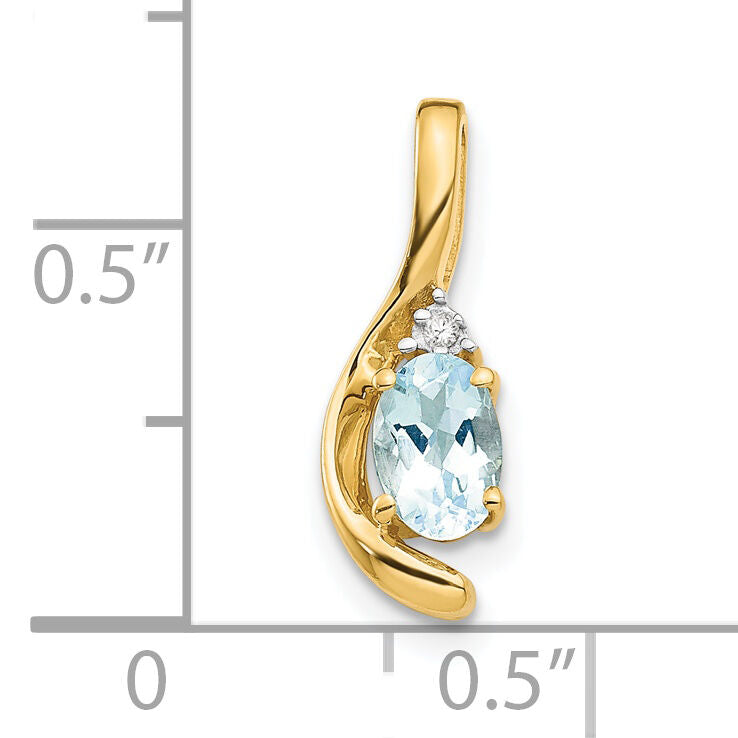 14k Aquamarine and Diamond Pendant-XBS420