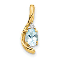 14k Aquamarine and Diamond Pendant-XBS420