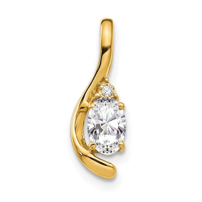 14k White Topaz and Diamond Pendant-XBS421