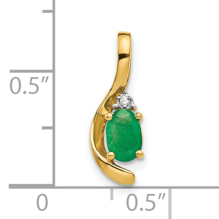14k Emerald and Diamond Pendant-XBS422