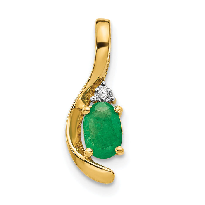 14k Emerald and Diamond Pendant-XBS422
