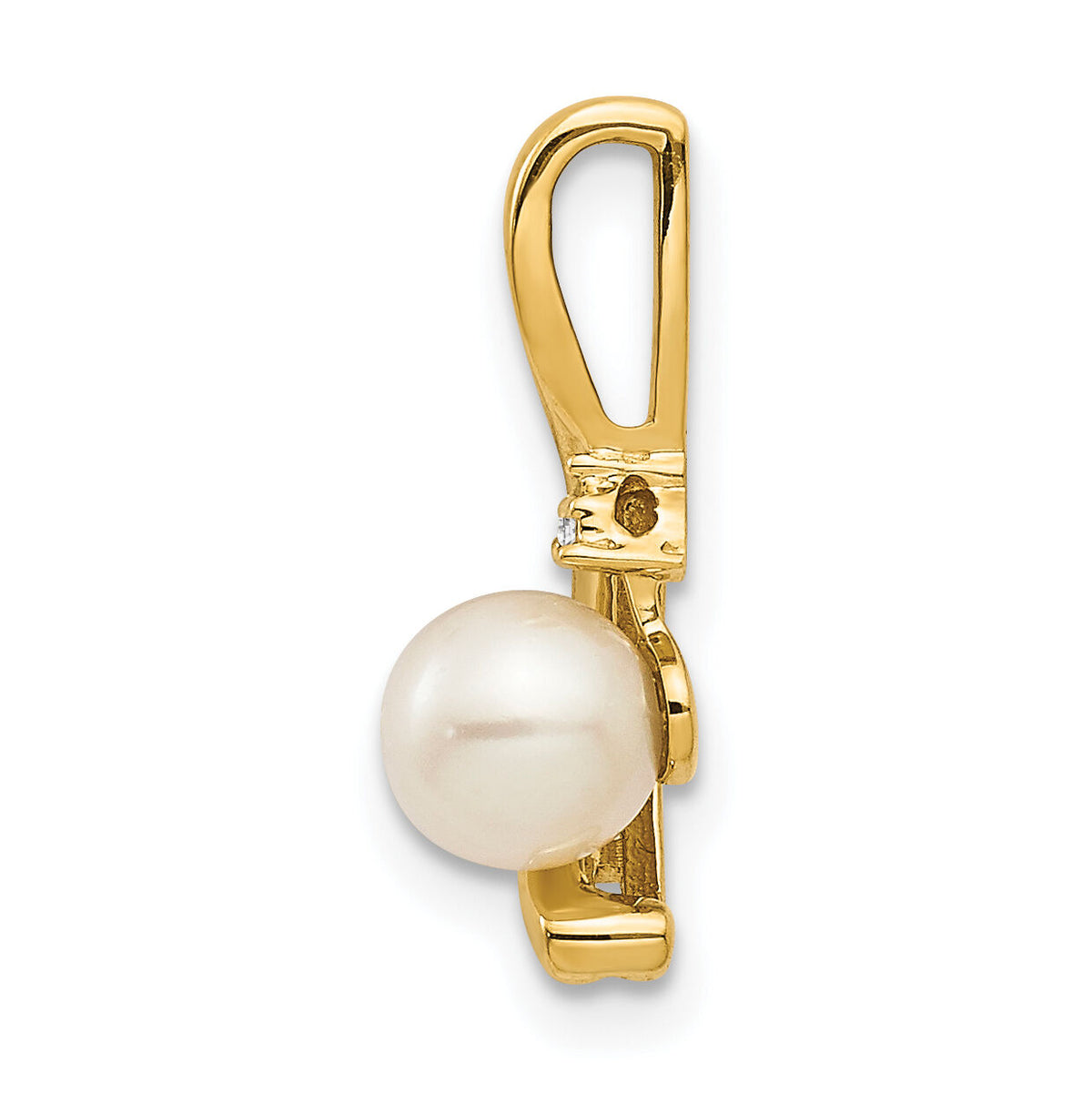 14k FW Cultured Pearl and Diamond Pendant-XBS423