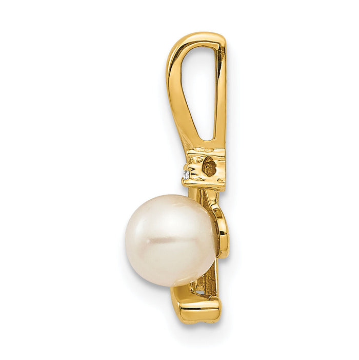 14k FW Cultured Pearl and Diamond Pendant-XBS423