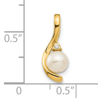 14k FW Cultured Pearl and Diamond Pendant-XBS423