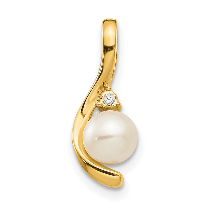 14k FW Cultured Pearl and Diamond Pendant-XBS423