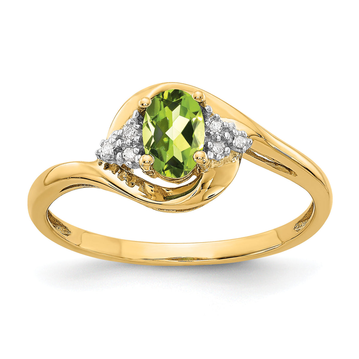 14k Peridot and Diamond Ring-XBS425