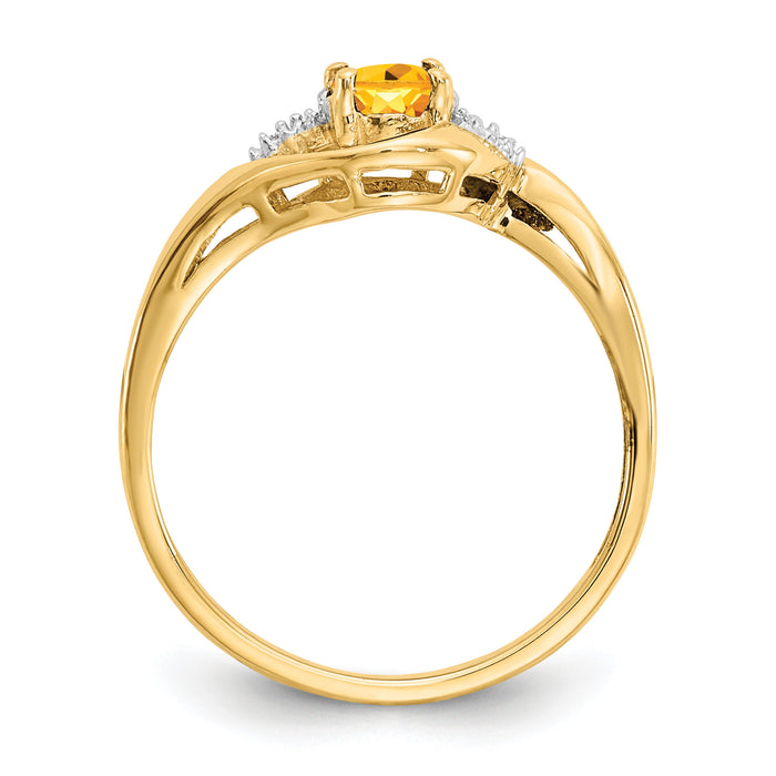 14k Citrine and Diamond Ring-XBS428