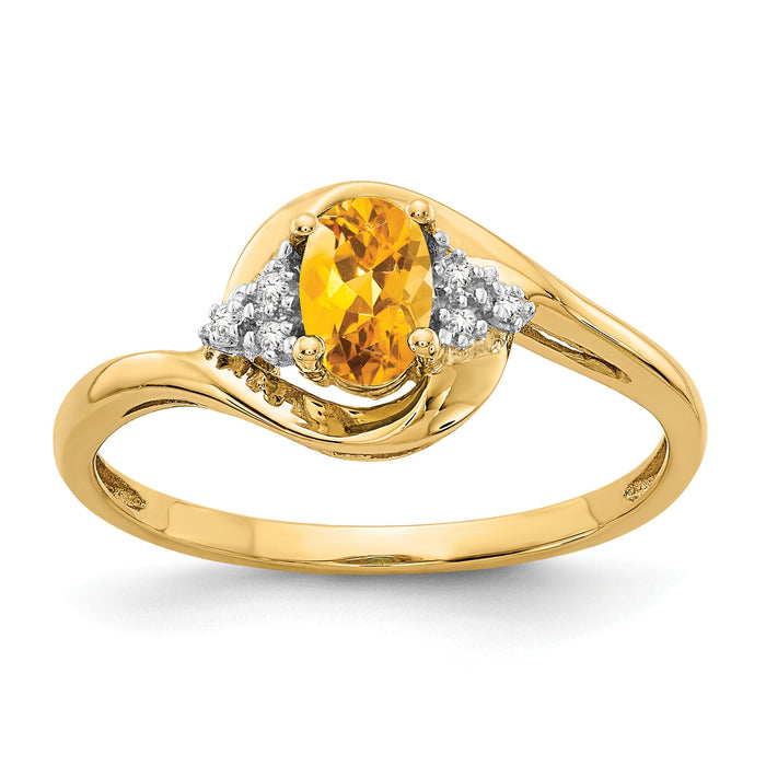 14k Citrine and Diamond Ring-XBS428