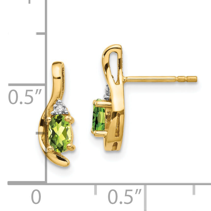 14k Peridot and Diamond Post Earrings-XBS430