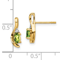 14k Peridot and Diamond Post Earrings-XBS430