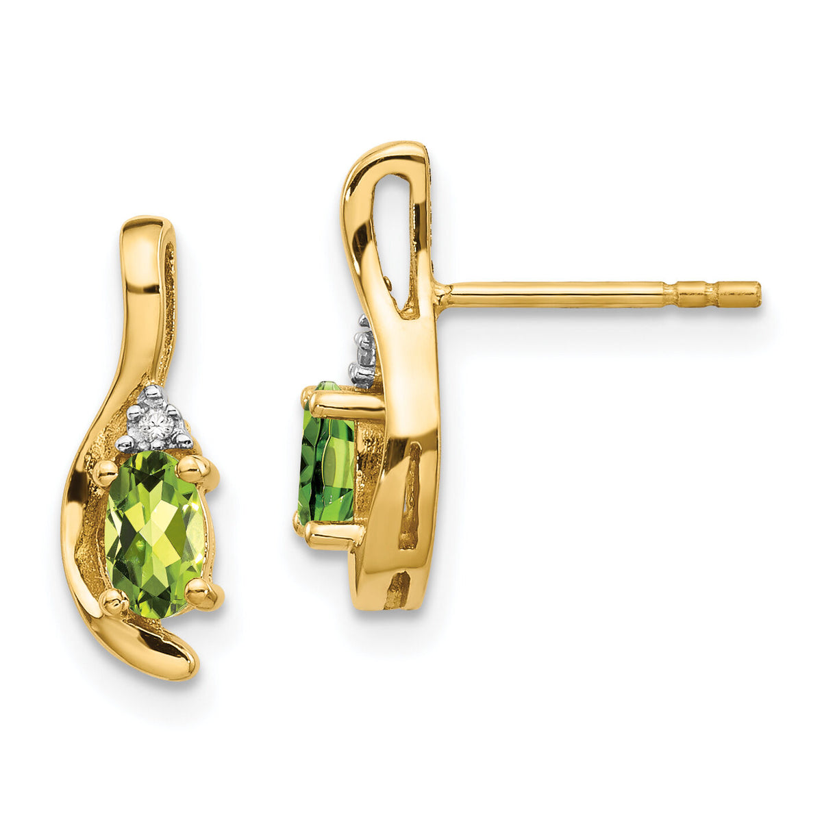 14k Peridot and Diamond Post Earrings-XBS430