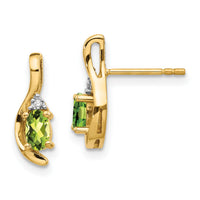 14k Peridot and Diamond Post Earrings-XBS430