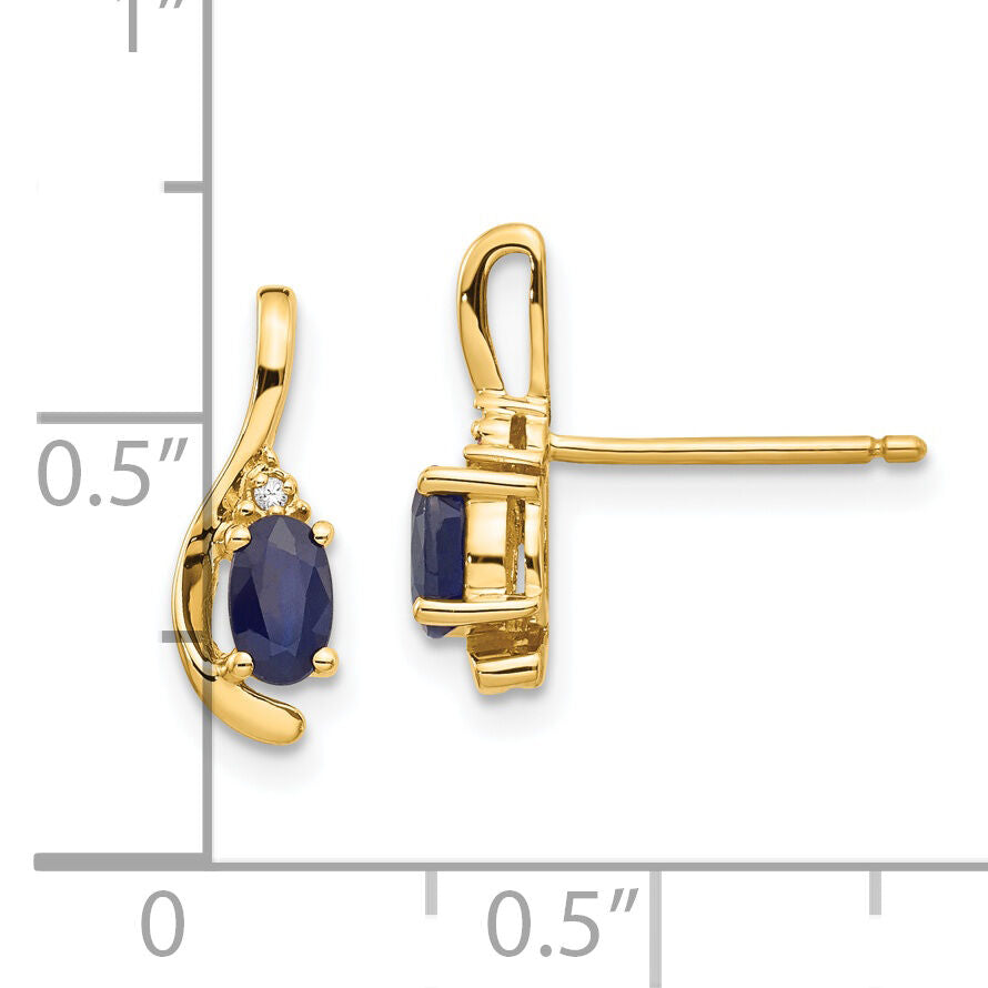14k Sapphire and Diamond Post Earrings-XBS431