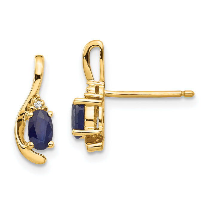 14k Sapphire and Diamond Post Earrings-XBS431