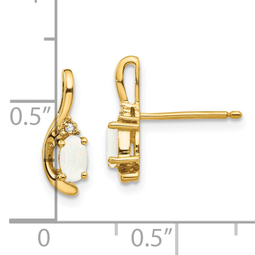 14k Opal and Diamond Post Earrings-XBS432